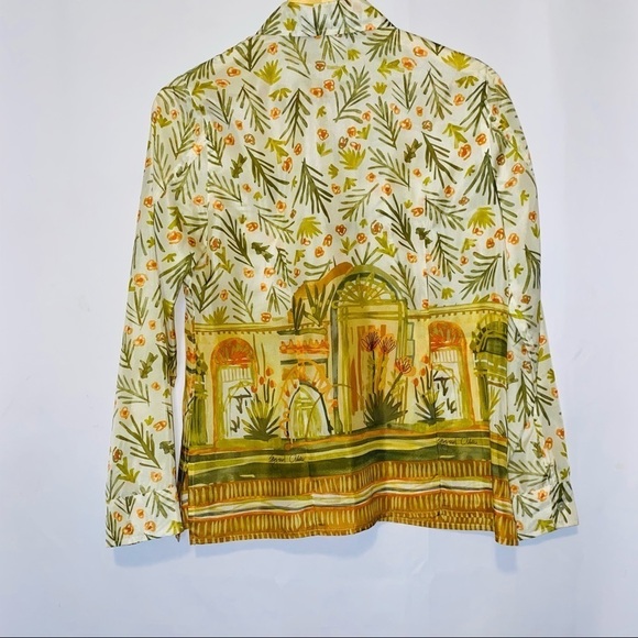 Sigrid Olsen Collection 100% Silk Tropical Palm Printed Button up Top Size Small - Picture 3 of 10